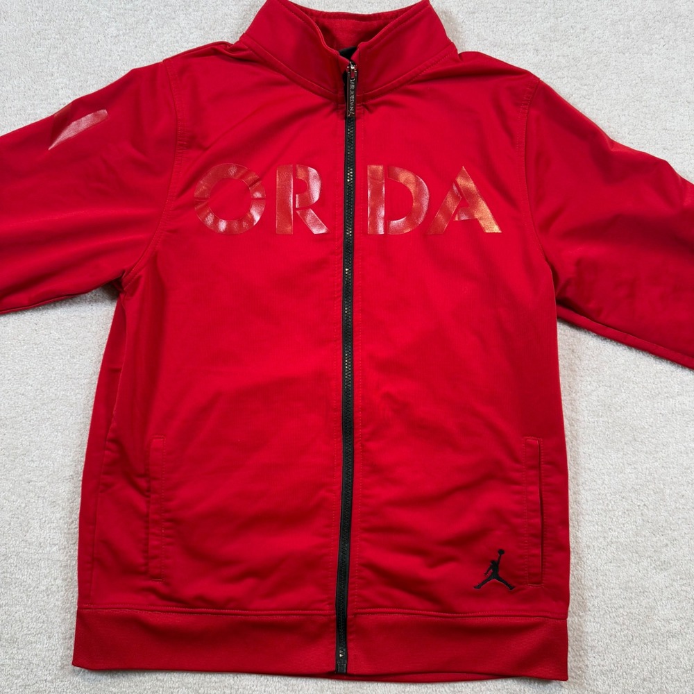 Air Jordan Track Jacket Full Zip Athletic Warm Up Red Jacket Boys XL - Picture 2 of 7